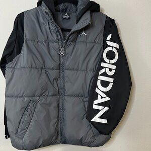 Youth Jordan Jacket with Hood Gray and Black Size M 10-12